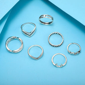 Tocona Geometric Moon Silver Color Rings for Women Minimal Simple Minimalist Jewelry Punk Fashion Boho Joint Finger Rings 9893 - Worlds Abroad