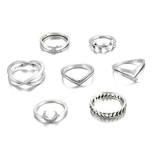 Tocona Geometric Moon Silver Color Rings for Women Minimal Simple Minimalist Jewelry Punk Fashion Boho Joint Finger Rings 9893 - Worlds Abroad