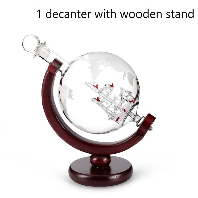 Whiskey Decanter Globe & Glass Set - Worlds Abroad