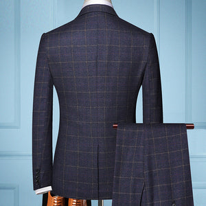 Three-piece Plaid Suit (Jacket, Vest and Pants) - Worlds Abroad